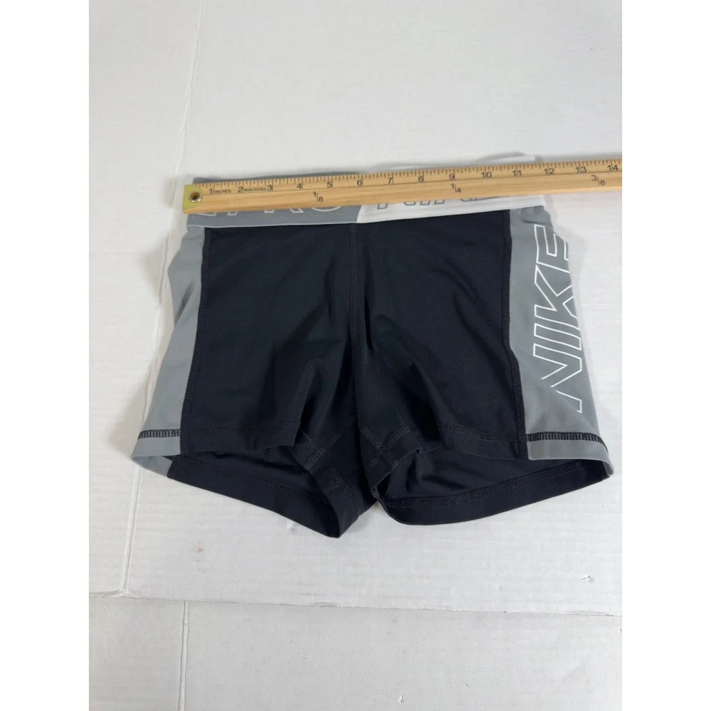 Nike Pro Dri-FIT Compression Shorts Black Grey Youth‎ Kids Size S